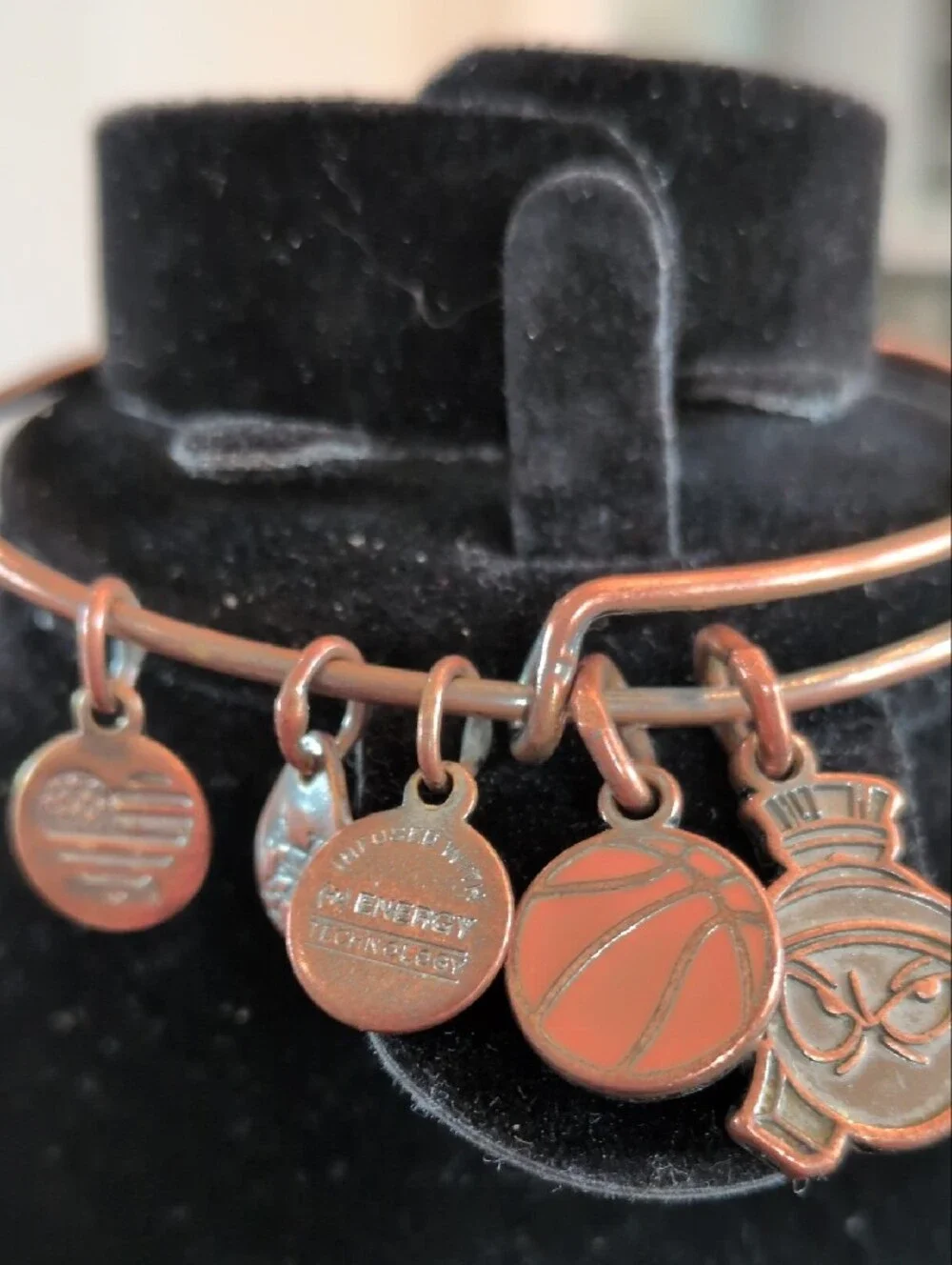 RARE Retired Alex and Ani Space Jam Marvin the Martian Duo Charm